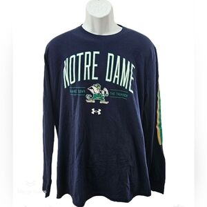 Notre Dame Under Armour Mens XL Navy Long Sleeve Tee "Shake Down The Thunder"